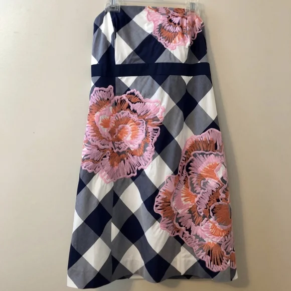 Lilly Pulitzer Gingham Embroidered Bowen Strapless Dress XS - Picture 2 of 10